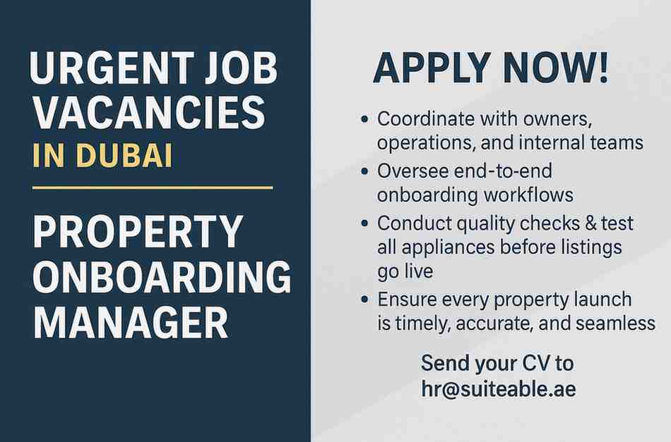 Urgent Job Vacancies in Dubai